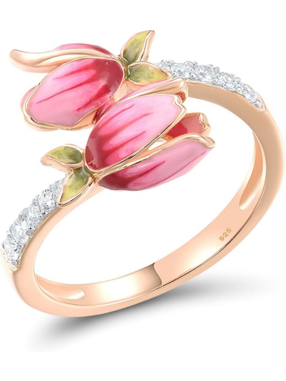925 Sterling Silver Gemstone Flower Statement Ring for Women - Elegant Fashion